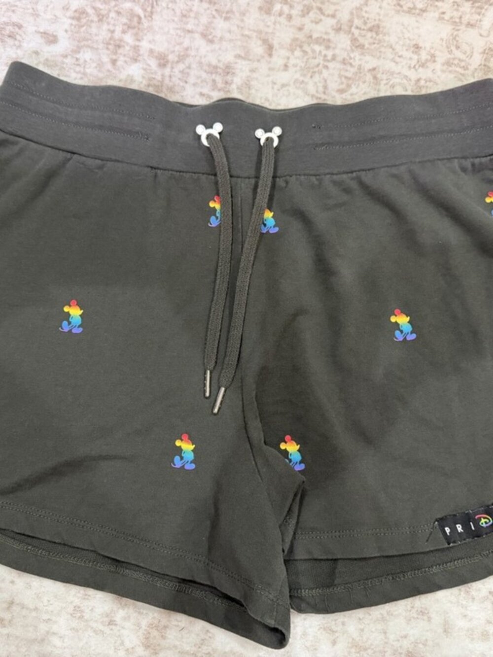 Disney Parks Pride Collection Mickey Mouse Rainbow Shorts Large Grey